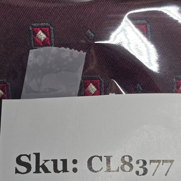 Hickey Freeman Neck Tie Purple Geometric 100% Silk Made in Italy Embroidered - Picture 7 of 7